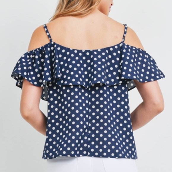 POLKA-DOT COLD SHOULDER BLOUSE - Picture 3 of 4